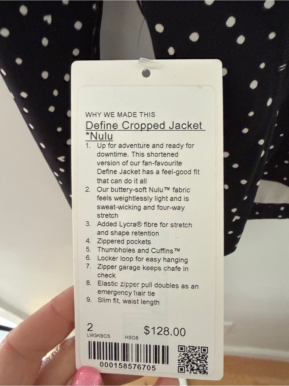 Lululemon Cropped Jacket Nulu Blacl Scattered Hearts NWT Size 2 - Picture 7 of 7